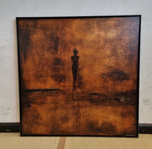 Frances Eckhardt- peinture figurative 90x90 Cadre inclus