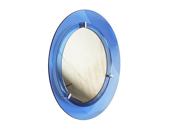 Image 1 of Chromed metal and blue glass mirror by Veca, 1960s