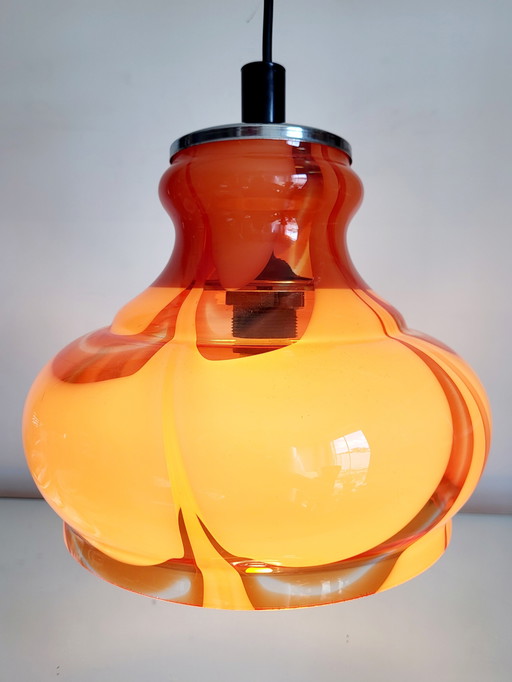 Lampe suspendue vintage en verre de Murano, Carlo Nason, Italie, années 1960