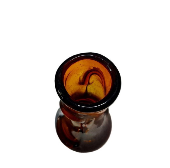 Image 1 of Vase vintage en verre ambré massif, 18 cm
