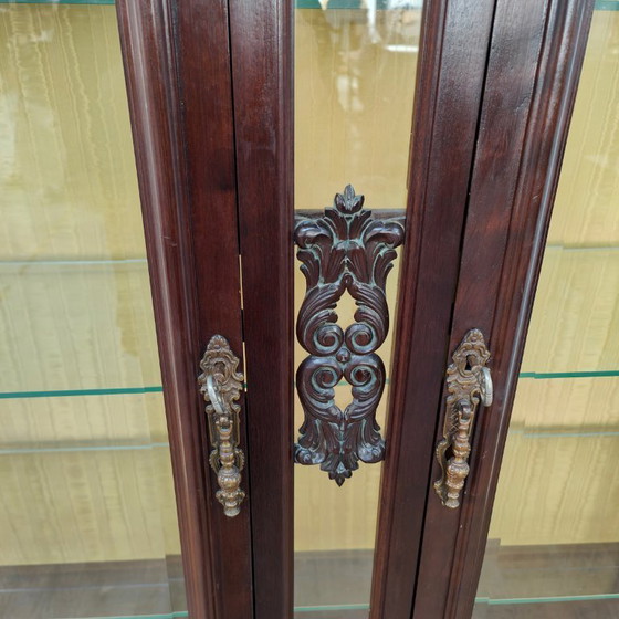 Image 1 of Vitrine, buffet, vaisselier, meuble mural de style Chippendale vintage