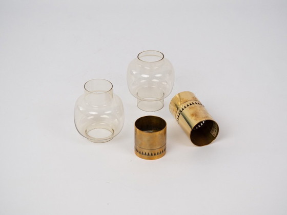 2 seltene Lotta-Kerzenständer von Hans-Agne Jakobsson, 1950er Jahre – Kerzenhalter, Glass, Brass (photo 4 of 7)