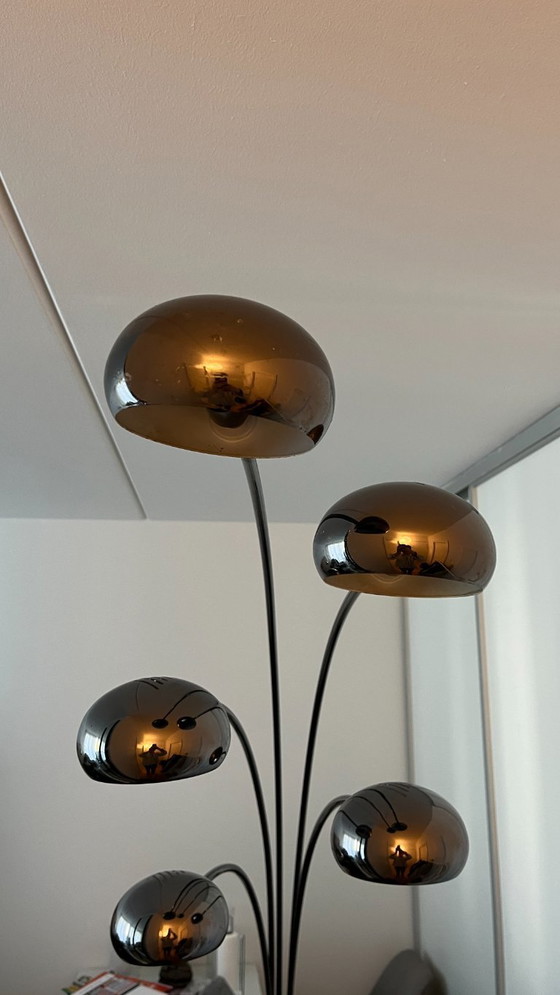 Image 1 of Vintage Cottex A-100 "Waterfall" Standerlampe – Mørk krom & Marmor (70'erne)