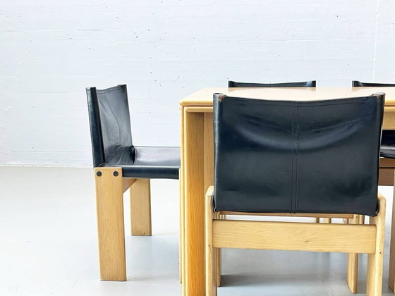 Image 1 of Set: 6 Stühle Modell Monk und Tisch von Afra und Tobia Scarpa für Molteni, 1973