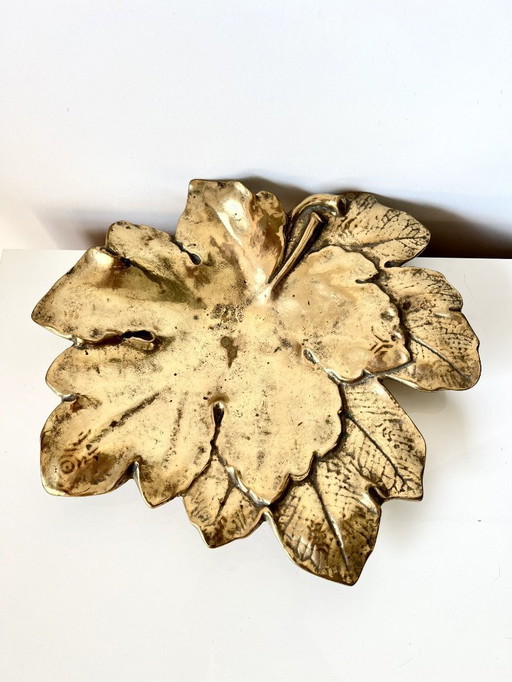 Bladvormige decoratieve schaal - Verguld brons - Begin XXᵉ eeuw