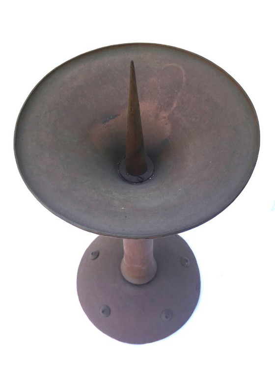 Image 1 of Red copper candlestick, unique, wrought iron, 1940-1944