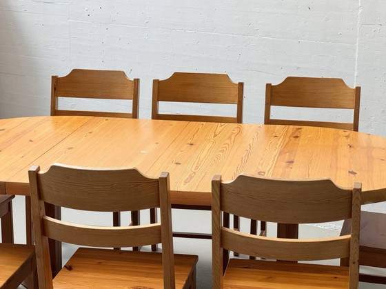 Image 1 of Dining room set: Extendable table and 8 chairs by NC Sweden, 1970s