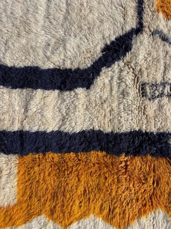 Image 1 of Tapis marocain blanc et orange, authentique tapis marocain 300 cm x 200 cm