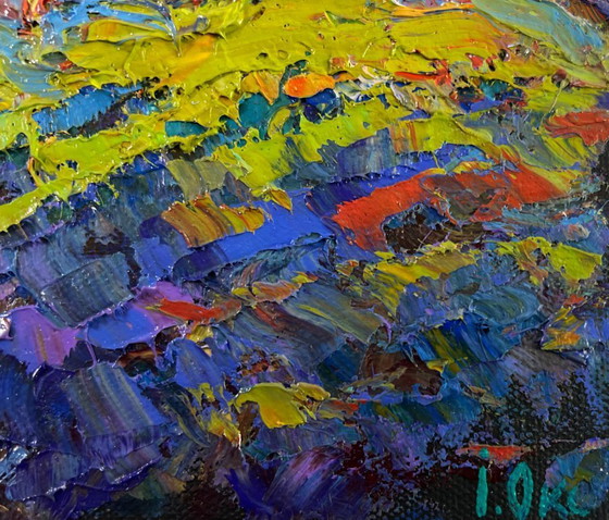 Image 1 of Original Oil Painting Summer Village Landscape The wind whispers between the stones