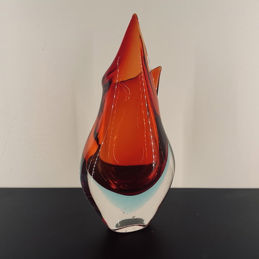 Orange Sommerso Murano Glass Vase attributed to Flavio Poli, Italy, 1950s