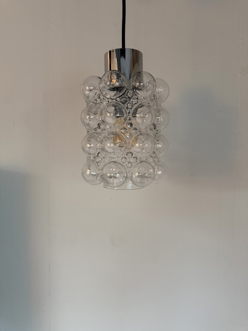 Lampada a sospensione vintage in vetro a bolle, Helena Tynell anni '70