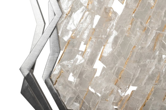 Image 1 of Coppia di applique in metallo spazzolato e cristallo di rocca. Stile contemporaneo.