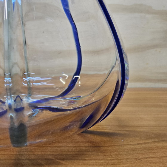 Image 1 of Vintage hand-blown Murano transparent / cobalt blue vase