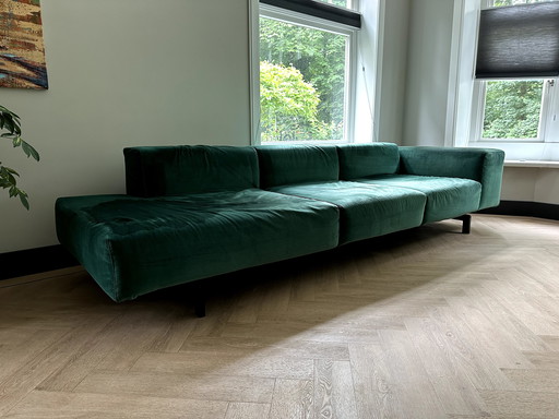 Design sofa Kartell Largo Velvet 3-seater forest green