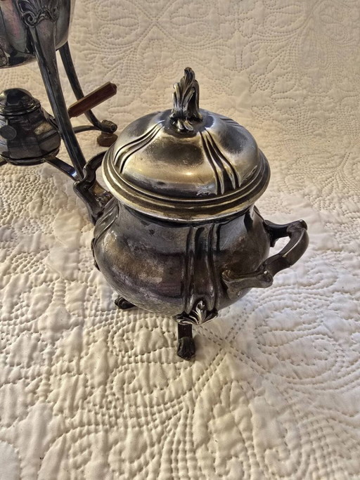 Service Thé Café Métal Argenté Art Nouveau Avec Fontaine – tafelaccessoires, Metal, Silver (photo 2 of 5)