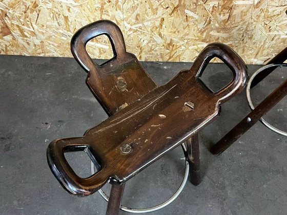 Image 1 of 4x 50's 60's Bar Stools Tabouret de bar Attributed Carl Malmsten Sweden Design