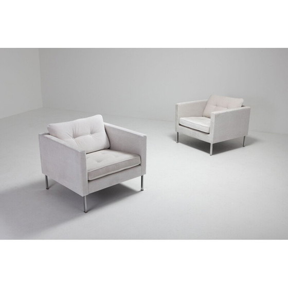 Image 1 of Pair of vintage armchairs in off-white velvet by Pierre Paulin for Artifort, Netherlands 1962