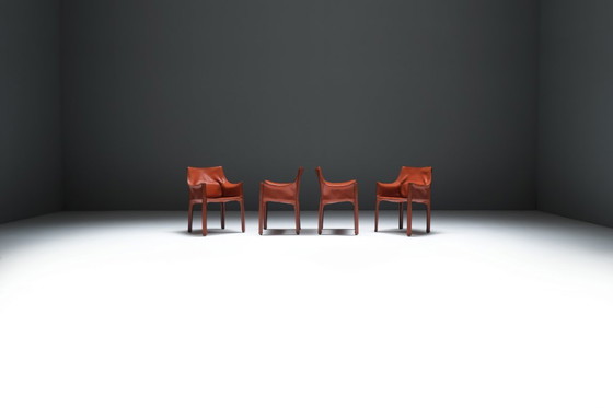 Image 1 of Early edition Cab 413 armchairs in leather by Mario Bellini for Cassina Italy