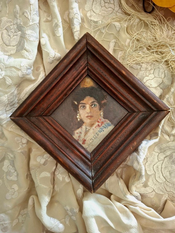 Image 1 of Pair of Antique Miniature Portraits. Belle Époque Paintings. Paris, ca. 1900–1908 - Decoration