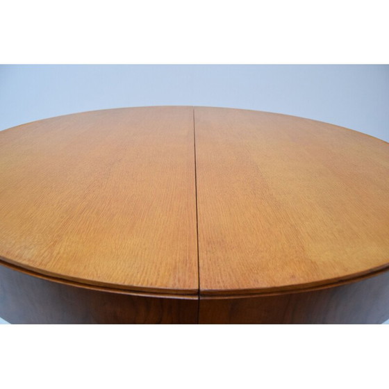 Image 1 of Vintage round wooden folding table by Jindrich Halabala, Czechoslovakia 1950