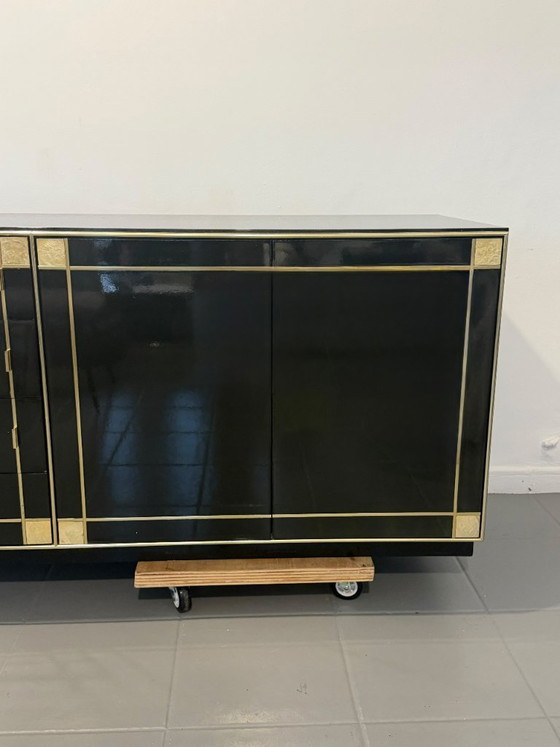 Pierre Cardin Sideboard With Brass Black Lacquered Shell Inlays, 1980 – Wood (photo 25 of 64)