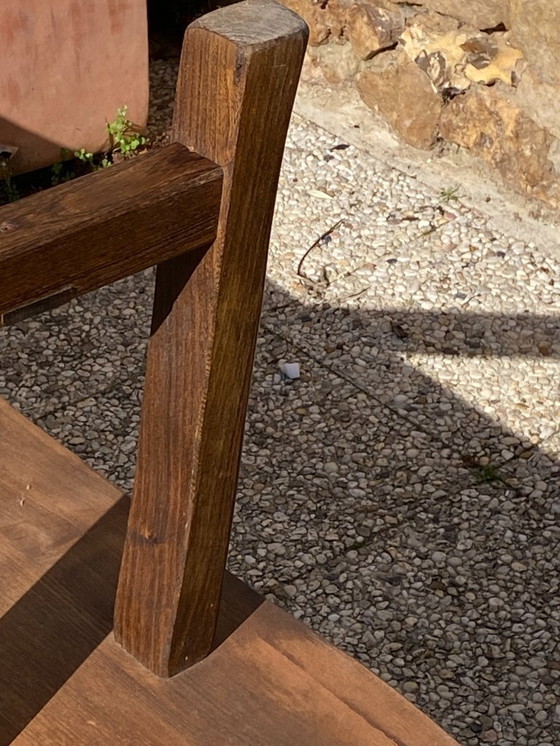 Image 1 of Pair of elm benches for a rustic brutalist farmhouse table, 1950s