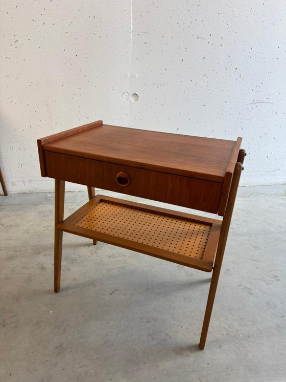 Image 1 of Set: 2 Mid Century Teak Nightstands, Refurbished, AB Carlstrom