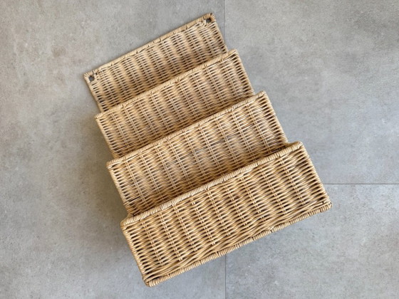 Image 1 of Organizer da scrivania o da parete in rattan vintage