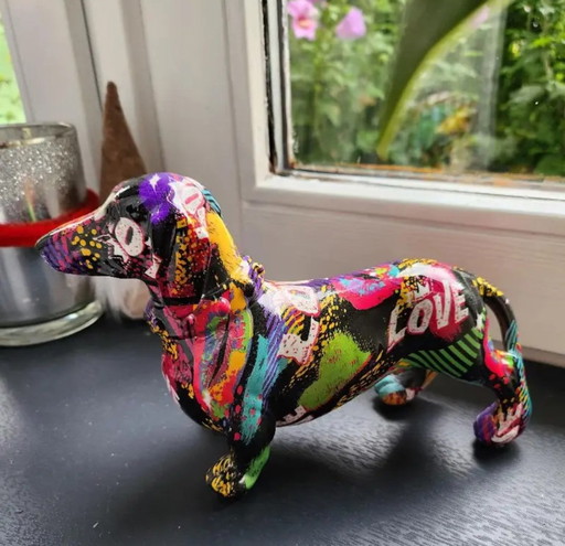 Resin Dachshund Dog Statuette