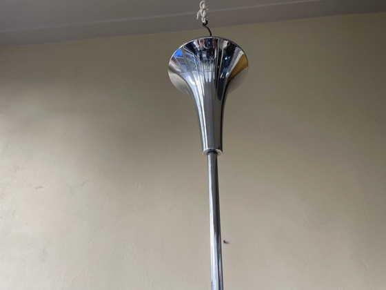 Image 1 of Lamp Pendant Lamp Vintage 60s Chromed 8 Arms White Bulbs French