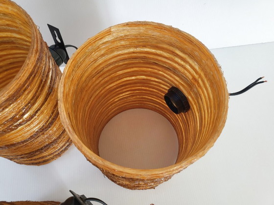 Image 1 of SET OF 3 VINTAGE WALL LIGHTS 1960s ACCOLAY ROPE & RESIN 60S 1960s