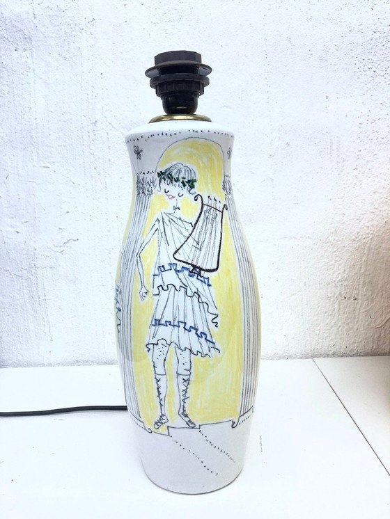 Image 1 of Italiaanse keramieken tafellamp uit de jaren 50 ontwerp Milvia Quadrifoglio