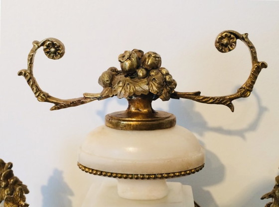 Image 1 of Kamingarnitur Piolaine (Paris) * Antik, 19. Jahrhundert * Uhr
