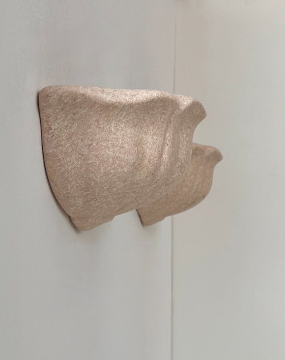 Image 1 of Paire d’applique vintage, plâtre mouchetée rosée, France, 1970