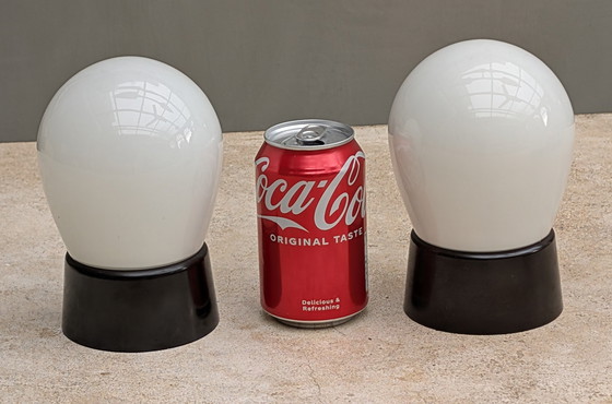 Image 1 of Ensemble de lampes en verre opalin rares + bakélite