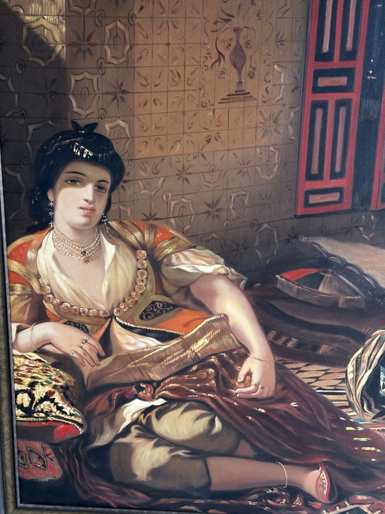 Image 1 of Monumental oil on canvas after Eugène Delacroix – Women of Algiers in their apartment