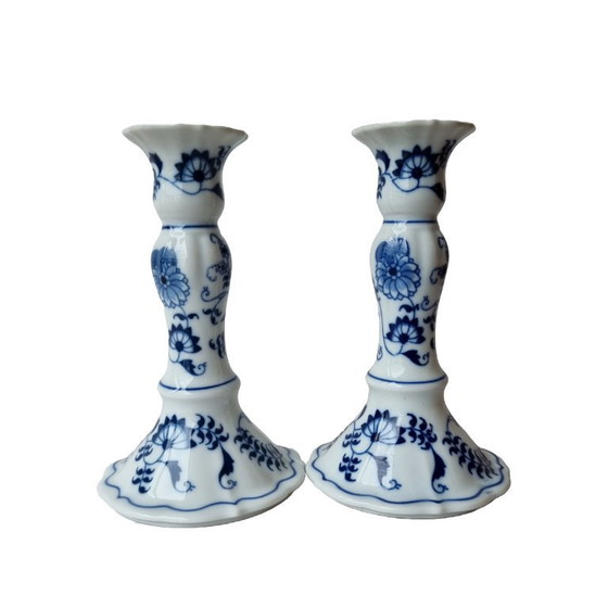 Image 1 of Vintage Danube porcelain candlesticks
