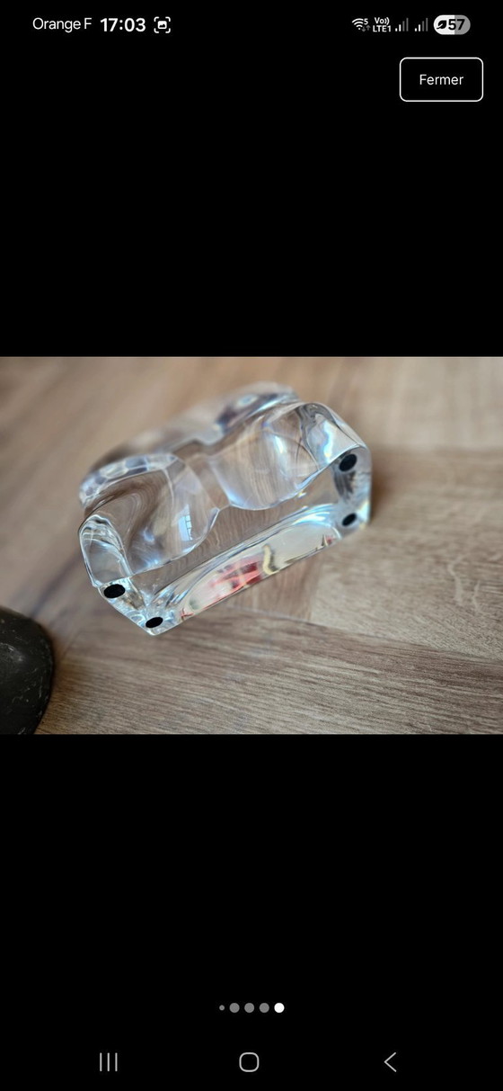 Image 1 of Monumental anthropomorphic sculpture, hybrid face in solid crystal and raw metal, 11 kg