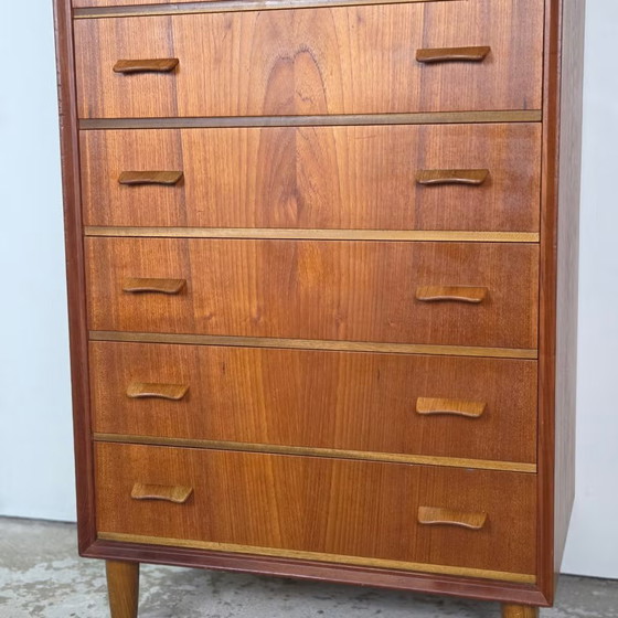 Vintage Danish Chest of drawers, teak 6 drawers 1960s Scandinavian, Wood, Brown (photo 5 of 19)