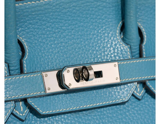 Image 1 of Borsa HERMES Birkin 30 in cuoio blu - 103225