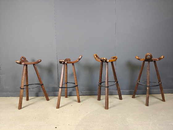 Image 1 of Mid century brutalist bar stools - set of 8, 1960s