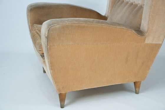 Image 1 of Mid-Century attributed Melchiorre Bega single Armchair in velvet. Italy 1950s
