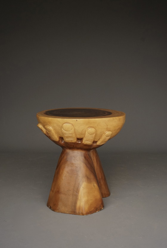 Image 1 of Table à mains vintage en bois massif, 1970