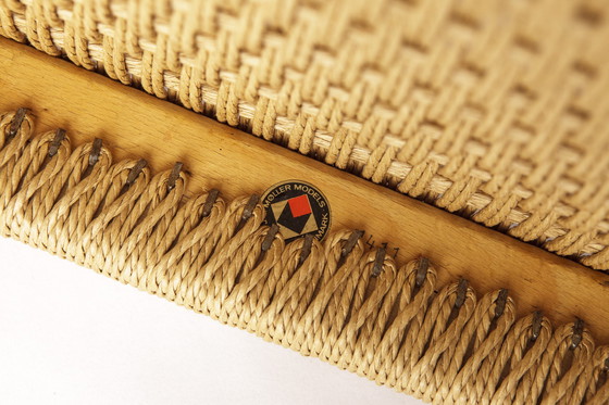 Image 1 of Rare Niels Otto Møller Ottoman Model 78A – Danish Teak & Danish Cord, 1960s Mid-Century Modern Footstool