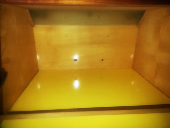 Image 1 of Italian Bar Cart with Canary Yellow Interior and Light, 1960s