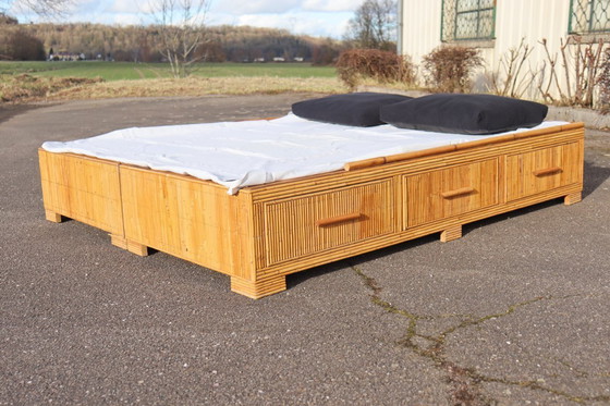 Image 1 of Vintage rattan bed by Audoux Minet