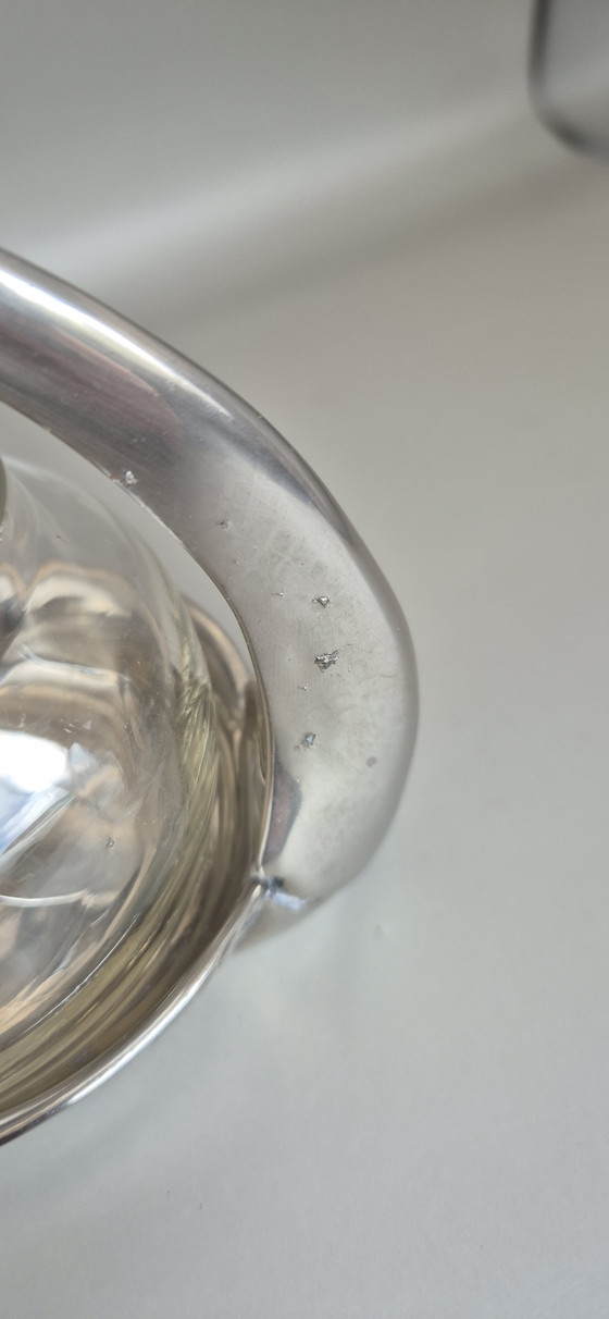 Image 1 of Vintage Swan-Shaped Jam or Sugar Bowl – Silver Metal & Glass – With Spoon