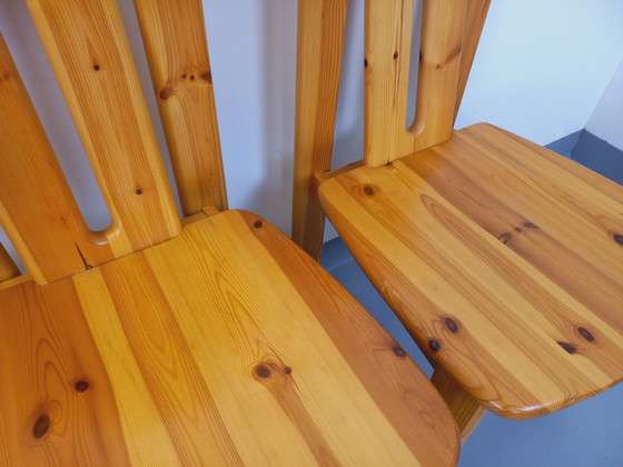Image 1 of Suite of 4 Vintage Pine Chairs from the 70s and 80s