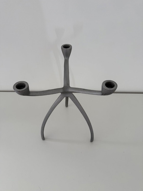 "Spider" tripod candlestick, space age Starck Eames 80s design – Table accessories, Aluminium (photo 2 of 13)