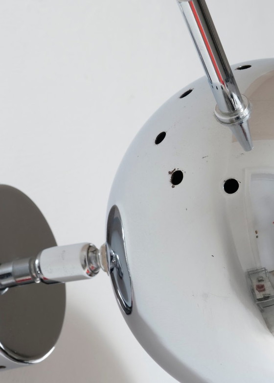 Image 1 of Aplique de pared cromado Eyeball, diseño italiano, años sesenta